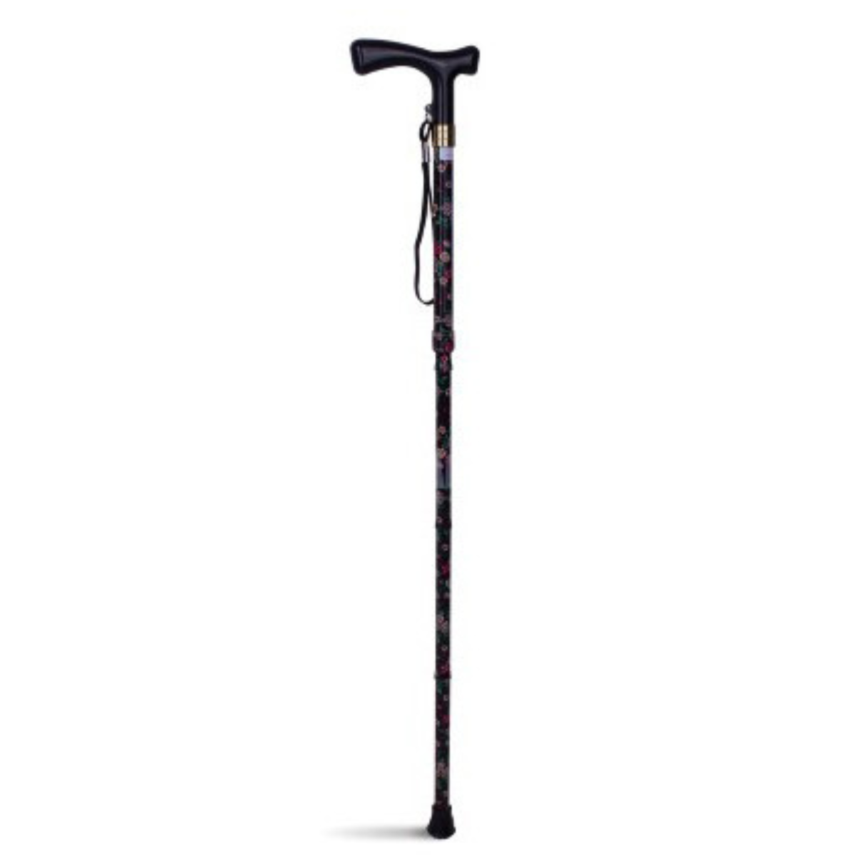 Lifestyle folding T-handle walking stick