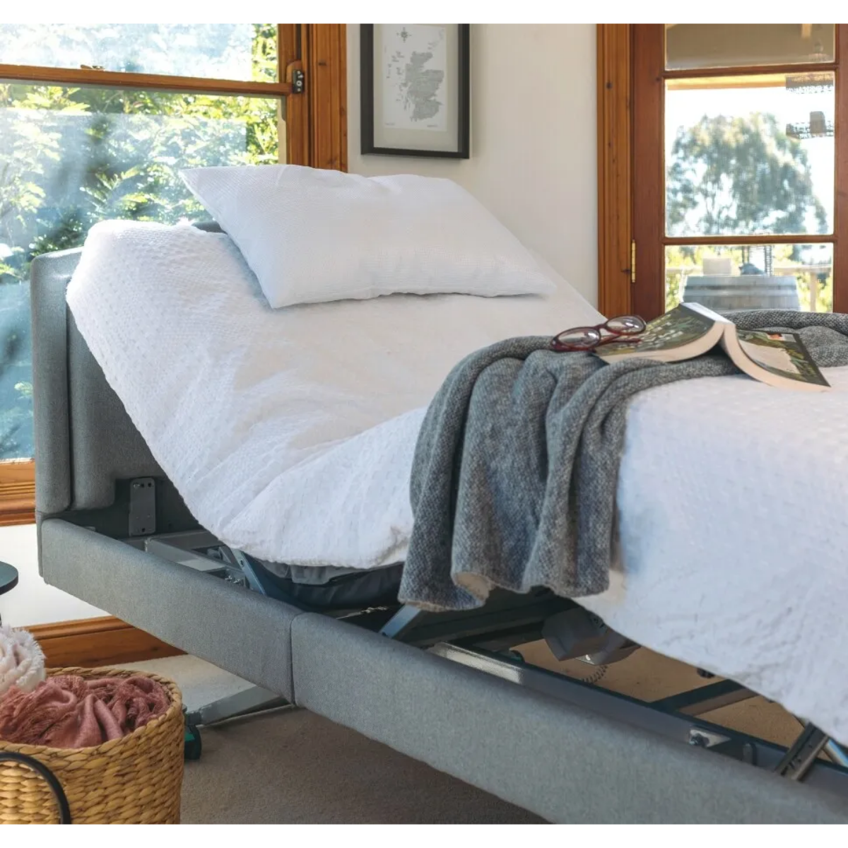 Photo of Super Single Casero Duo bed with the head of the bed and knees elevated