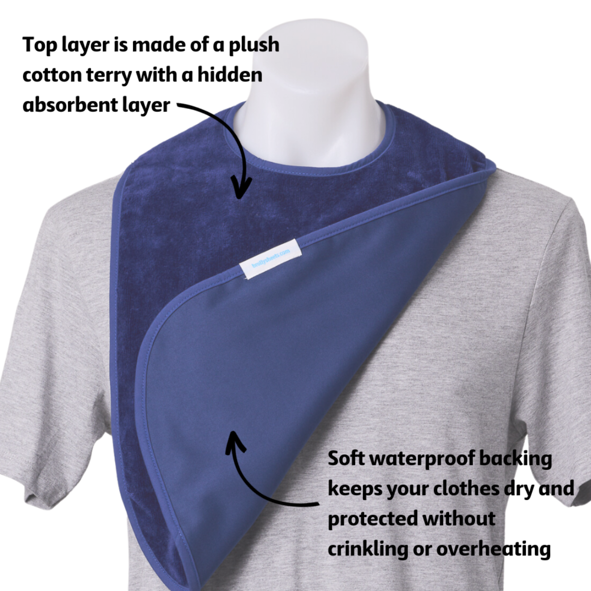 Waterproof bib for adults - extra absorbent - large