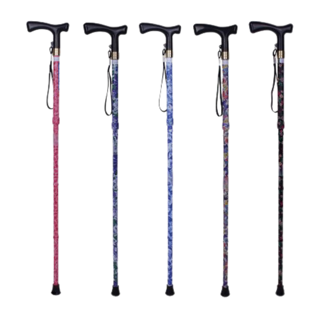 Lifestyle folding T-handle walking stick
