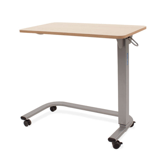 Roma® U-base overbed table with Lindberg oak top and grey base