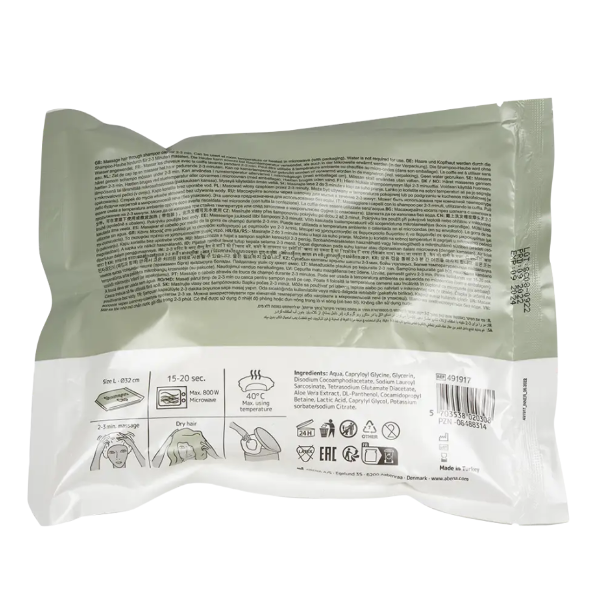 Shampoo cap with conditioner (rinse-free)