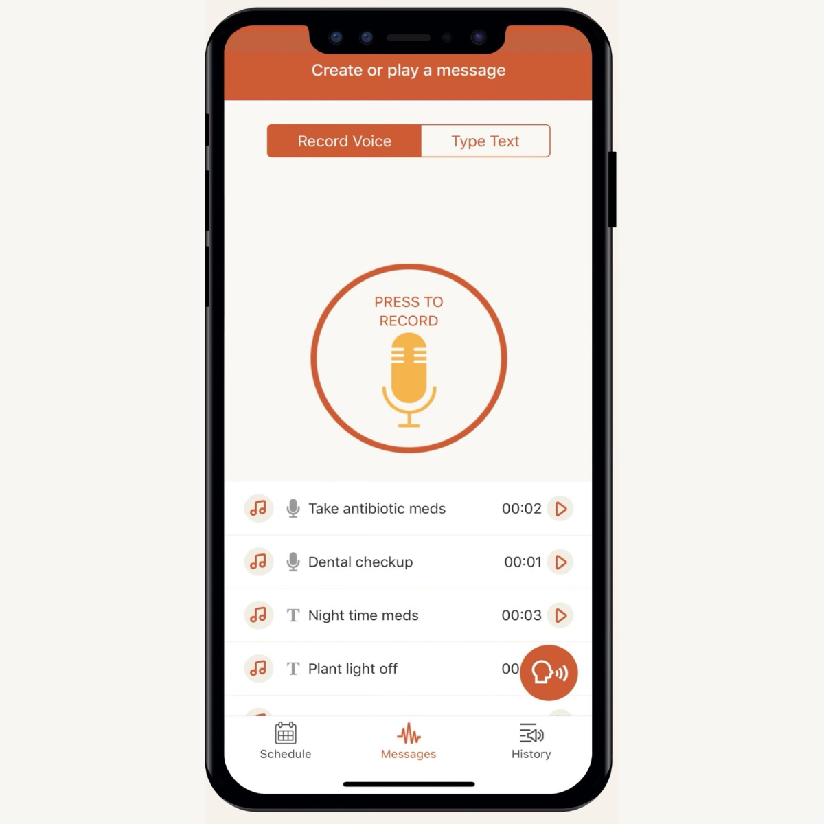 Tochie - Scheduled voice reminders