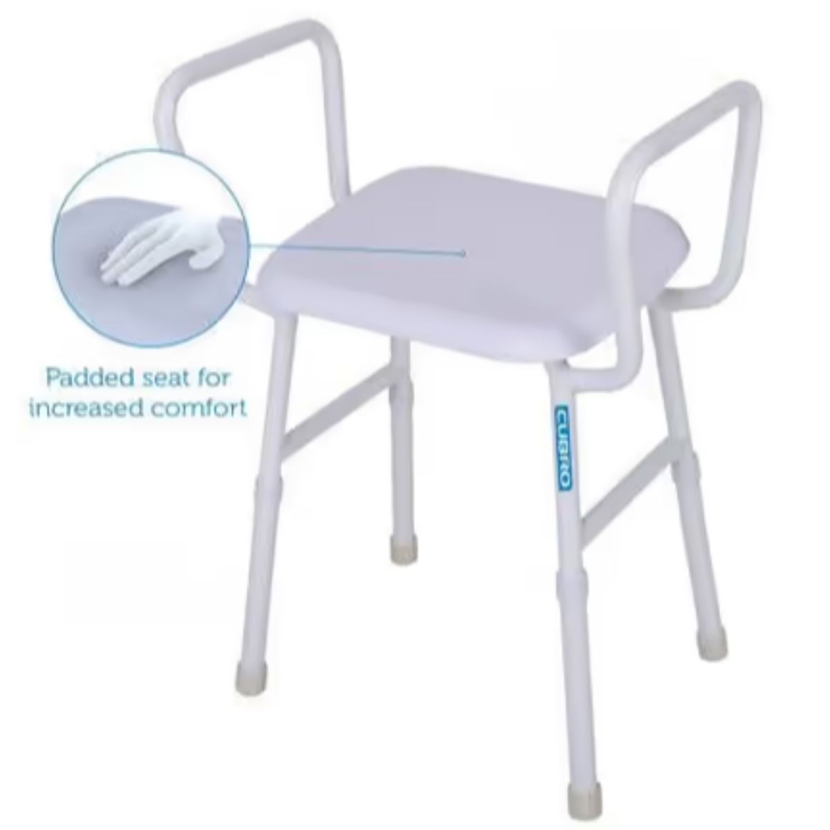Shower stool with arms and padded seat