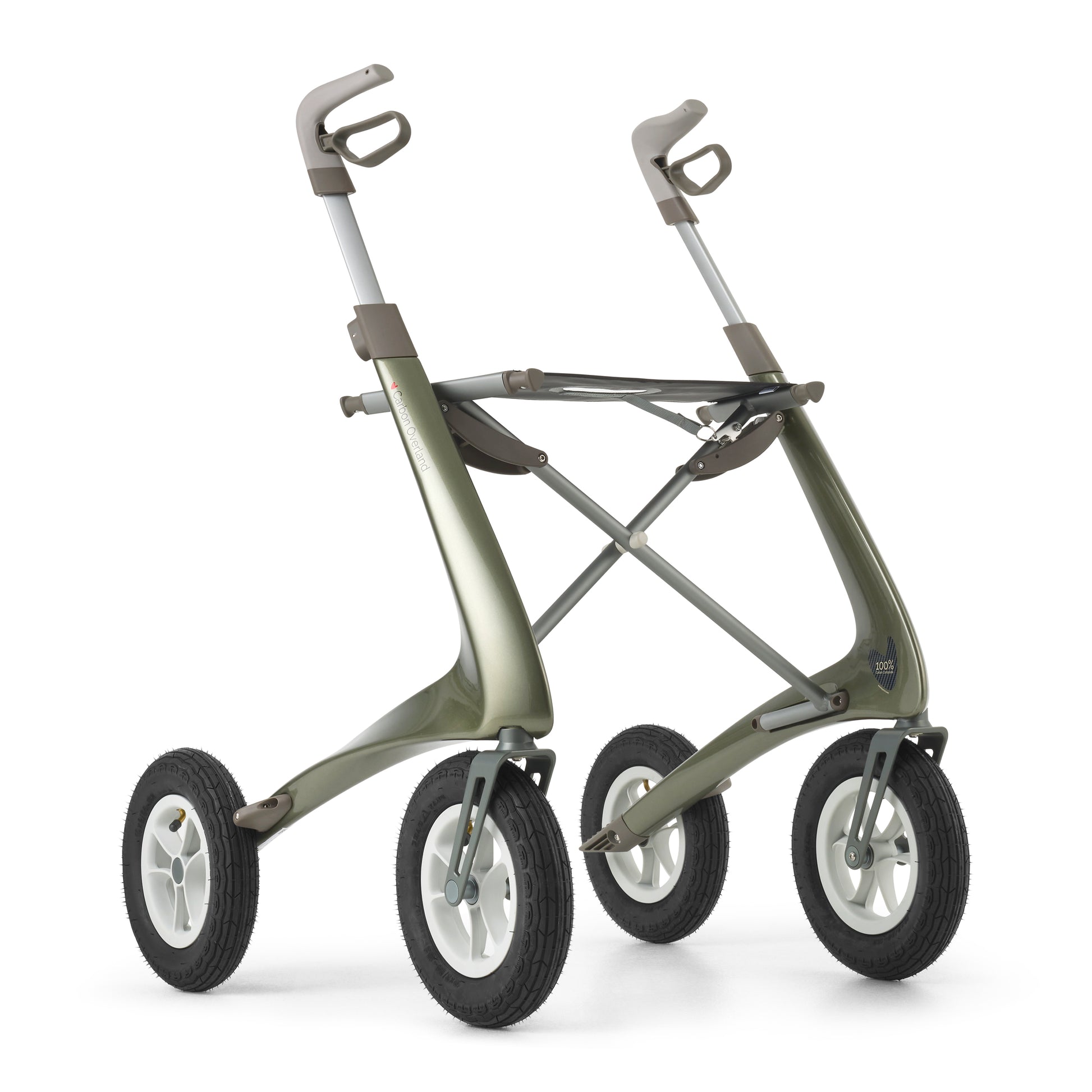 Carbobn Overland rollator in Defender Green colour with white background