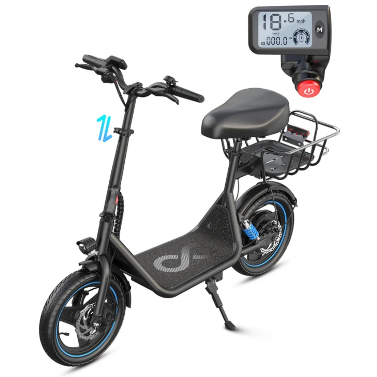 Gyroor C1 Plus Seated Electric Scooter with baskets