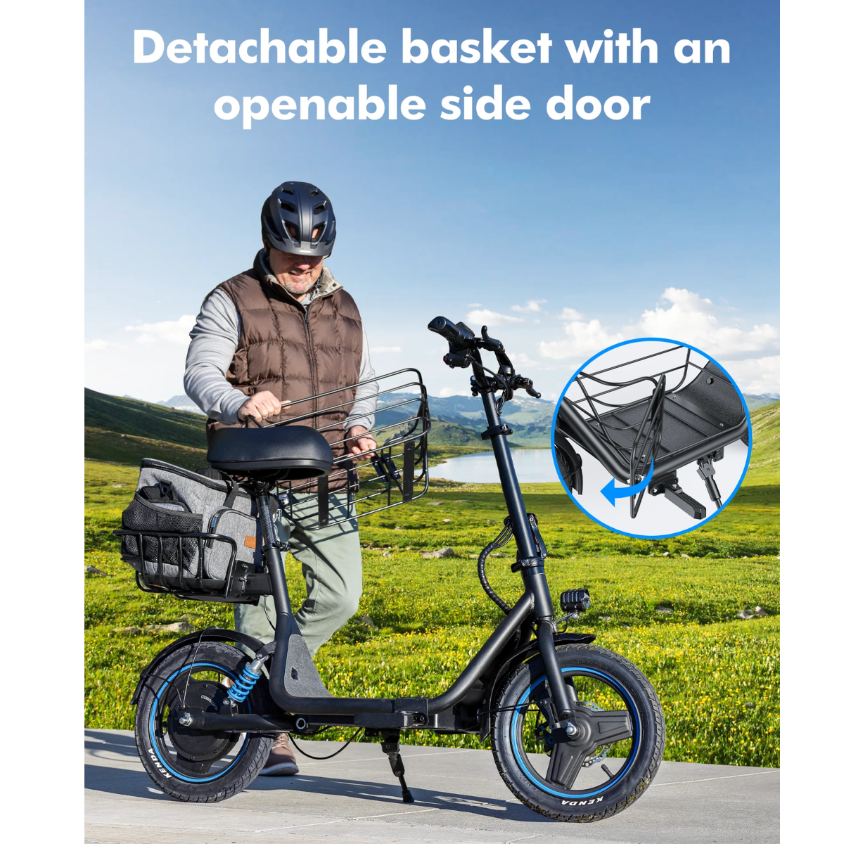 Gyroor C1 Plus Seated Electric Scooter with baskets