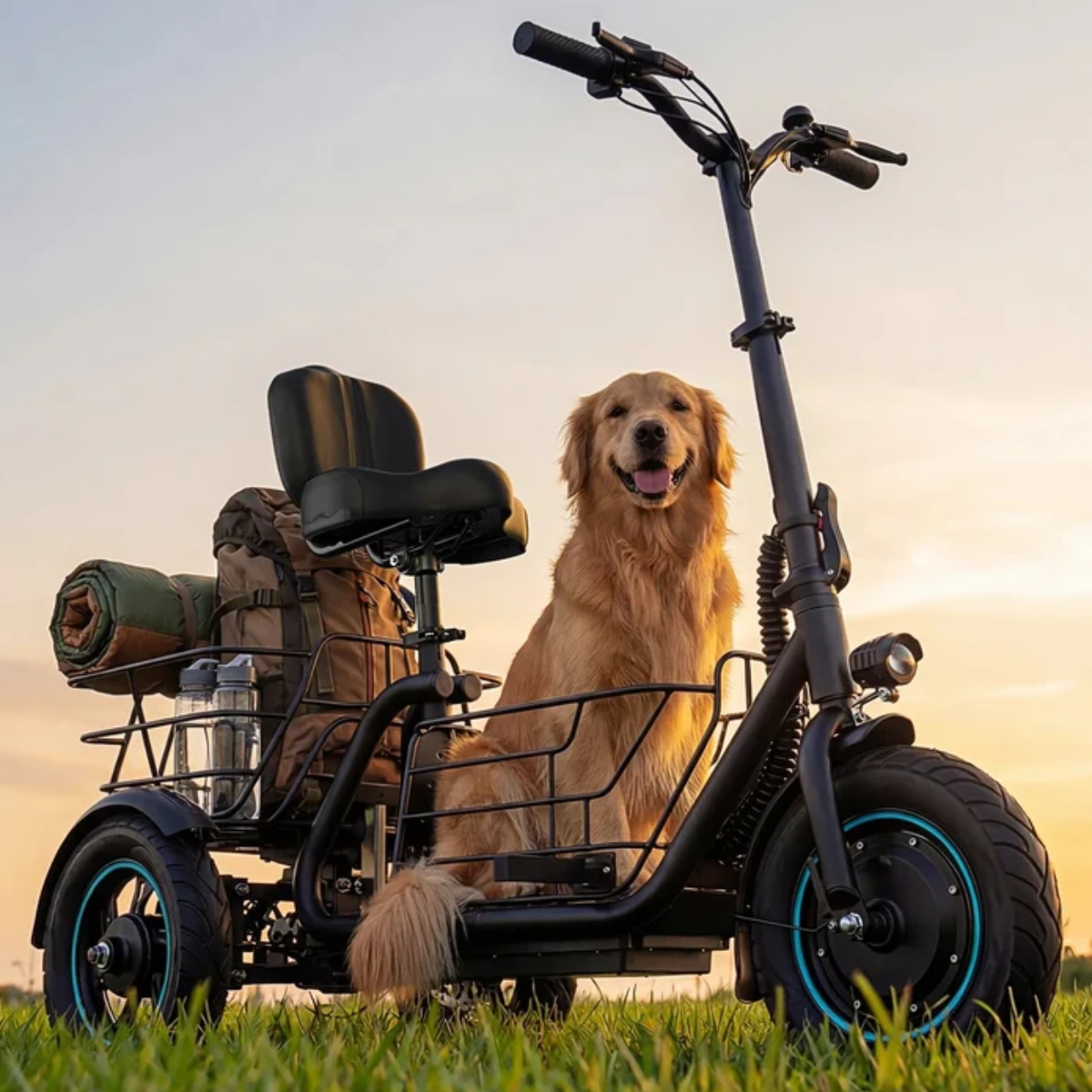 Gyroor C5 electric trike with two baskets