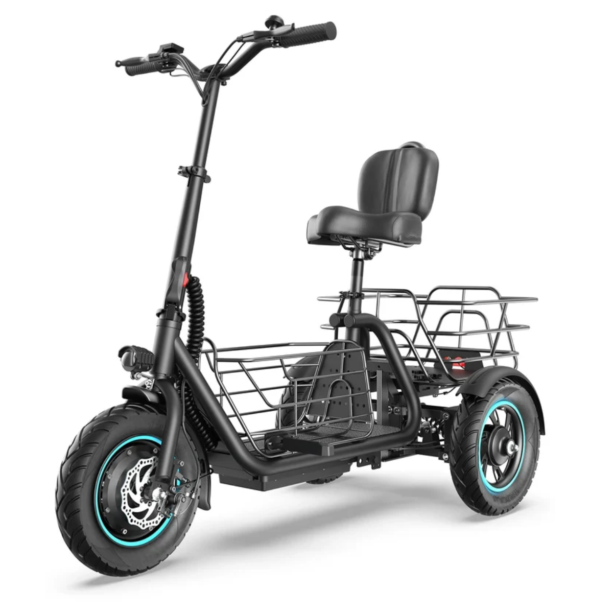 Gyroor C5 electric trike with two baskets