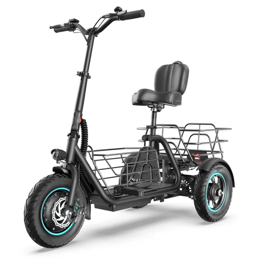 Gyroor C5 electric trike with two baskets