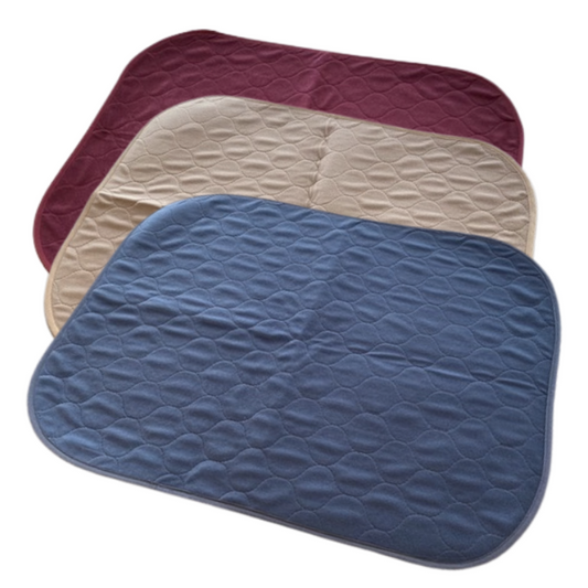 Washable chair pads in three colours - burgundy, taupe and blue