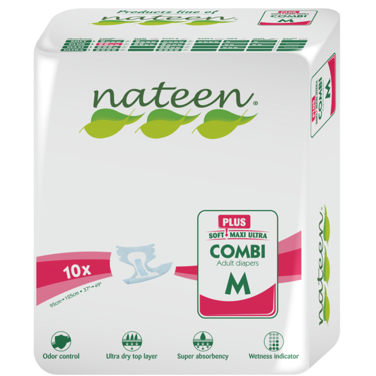 Nateen Combi Plus 2450 ml medium unisex briefs (adult diapers)