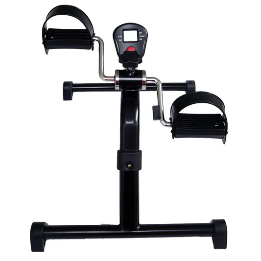 Folding pedal exerciser with pedometer